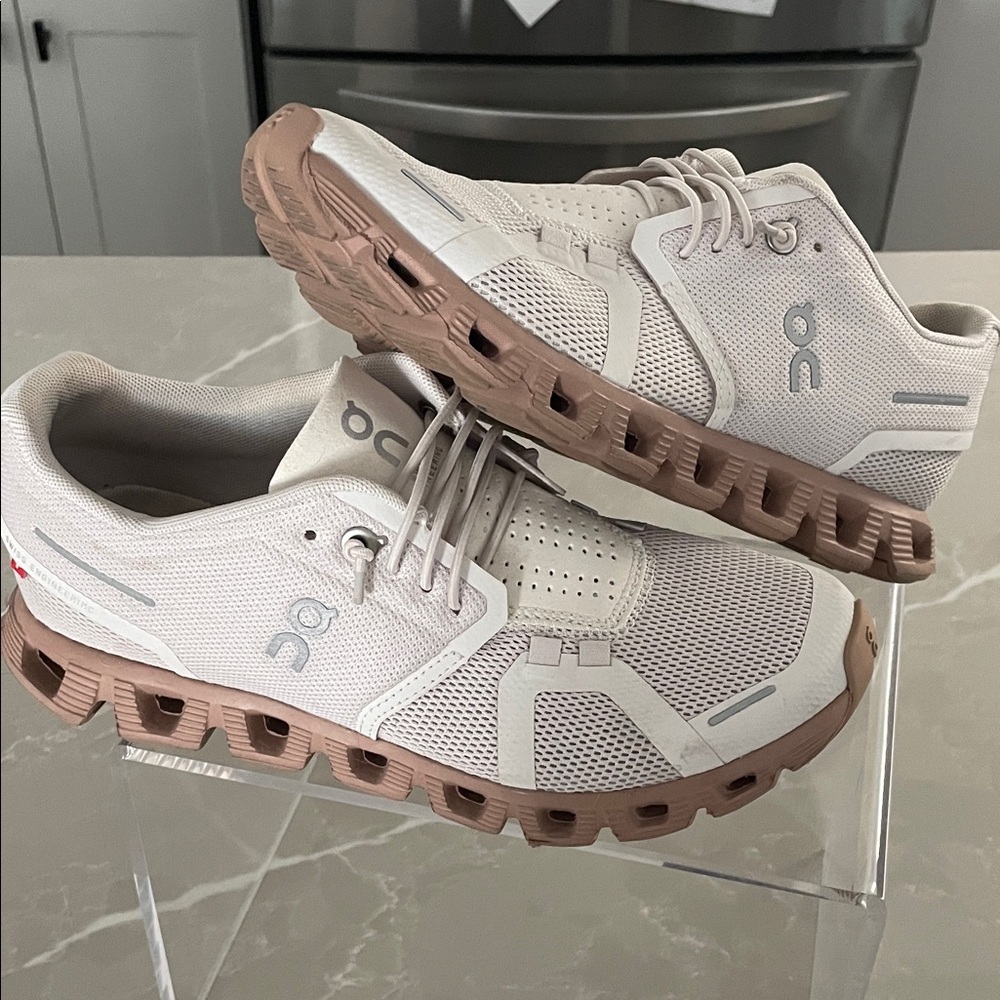 On Running Cloudnova Sneakers in Light Beige with Rose-Tinted Soles